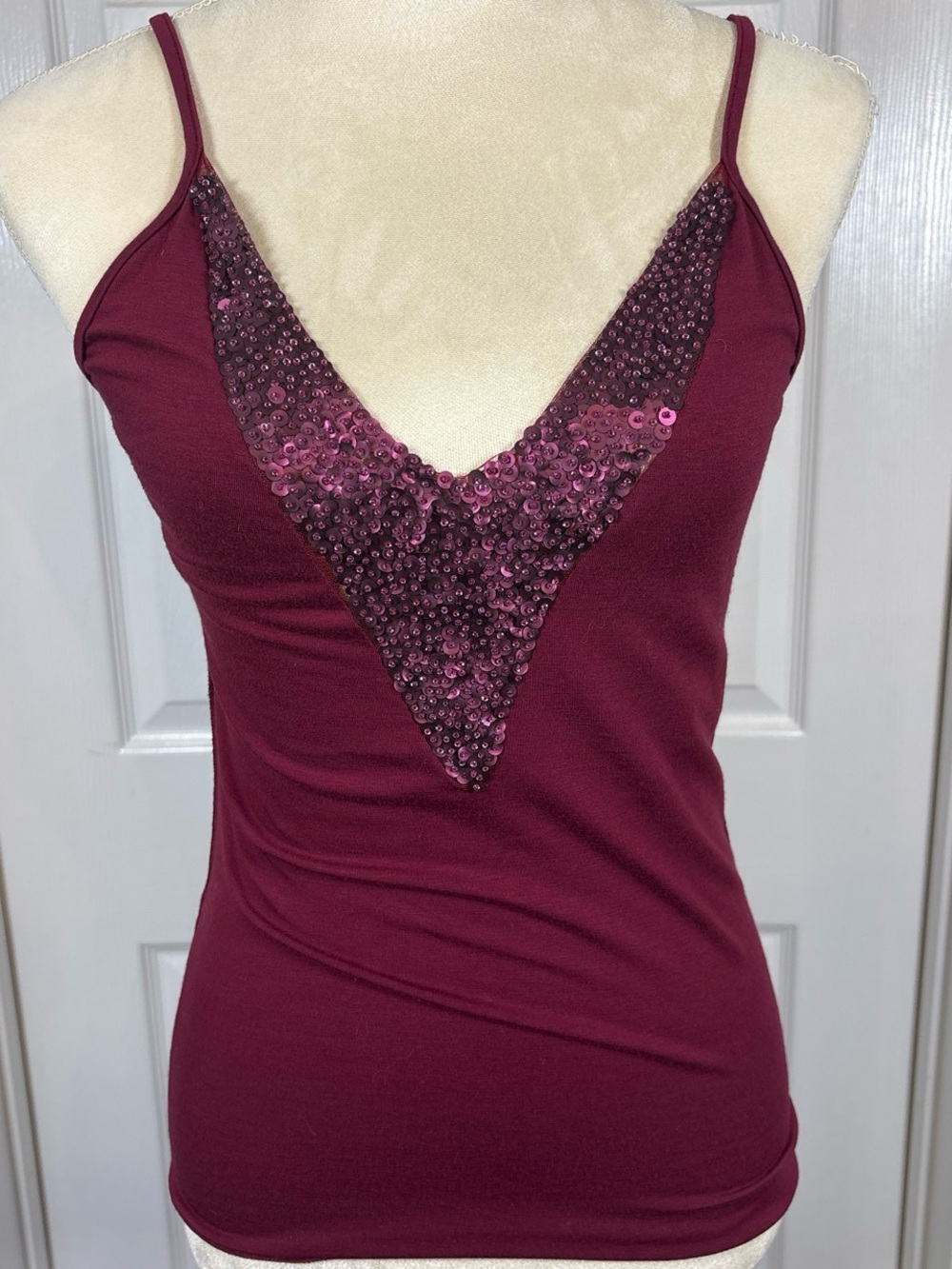 Sparkle & Fade Burgundy Sequin V-Neck Cami